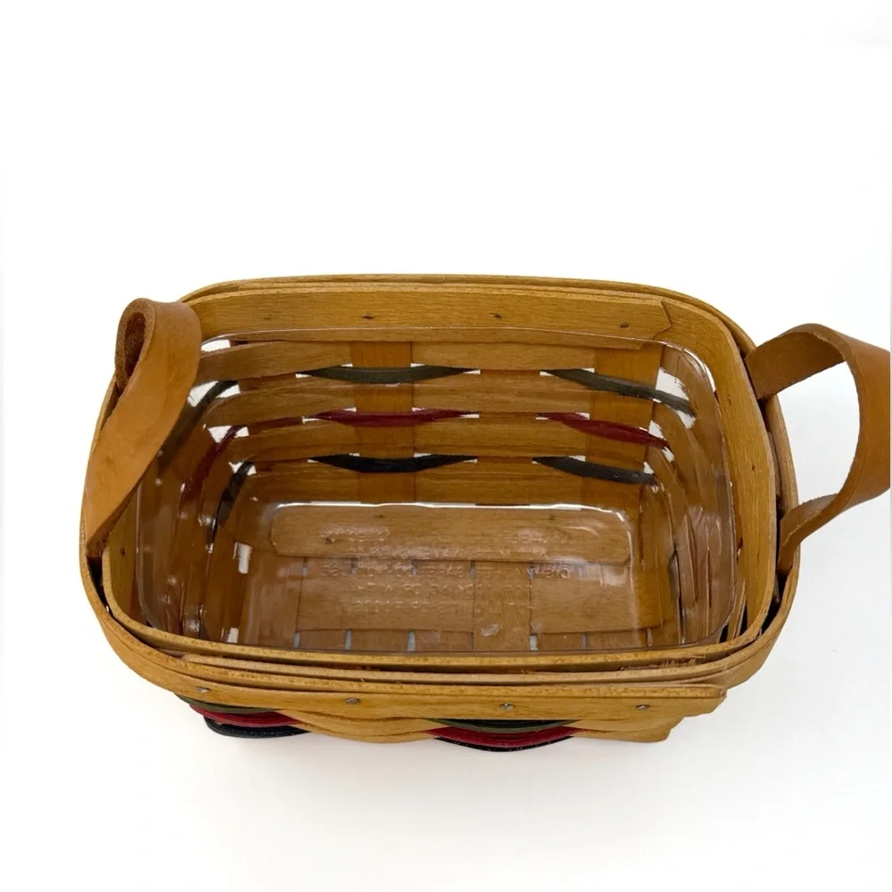 Longaberger Handwoven Basket w/ Leather Handles Small Preloved